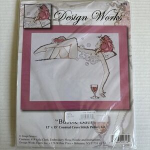 Design Works Cross Stitch Kit BUBBLE BATH #2718 / 12 x‎ 15 Bathroom Lady Wine